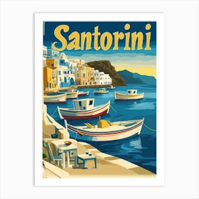 Aihrgdesign A Retro Travel Poster For Santorini 1 Art Print