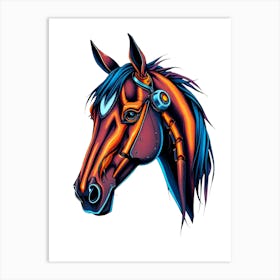 Brown Horse Head Illustration Art Print