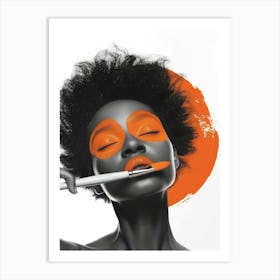 African Woman With Orange Makeup Art Print