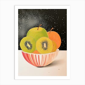 Art Deco Kiwi & Apples Art Print