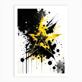 Black And Yellow Star Art Print