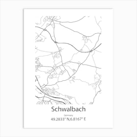 Schwalbach,Germany Minimalist Map Art Print