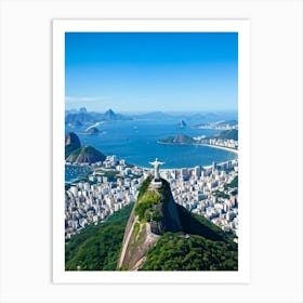 Aerial View Of Rio De Janeiro Capturing Cristo Redentor Christ The Redeemer Statue On Corcovado Mo (2) Art Print