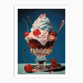 Ice Cream Sundae Vintage Cookbook Style 2 Art Print