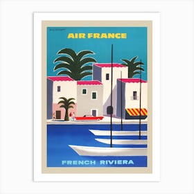 Air France Vintage French Riviera Travel Poster Art Print