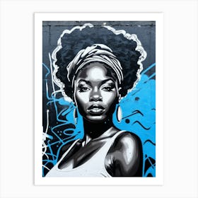 Graffiti Mural Of Beautiful Black Woman 126 Art Print