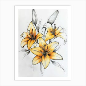 Yellow Lilies 1 Art Print