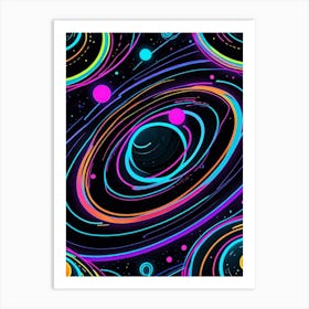 Default Neon Black Light Sgraffito Solar System 3d Illustratio 3 (6) Art Print