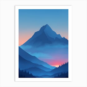 Misty Mountains Vertical Composition In Blue Tone 164 Art Print