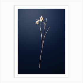 Gold Botanical Blue Pipe on Midnight Navy n.4600 Art Print