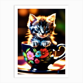 Cute Kitten In A Teacup 2 Art Print