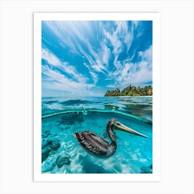 Pelican In The Water Art Print