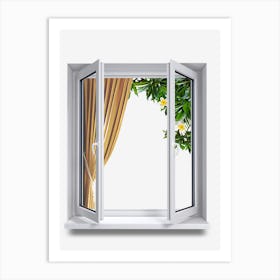 Open Window With Flowers Art Print