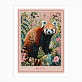 Floral Animal Painting Red Panda 3 Poster Art Print