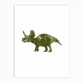 Khaki Green Triceratops 2 Art Print