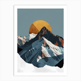 Veiled Peaks: Minimalist Essence Art Print