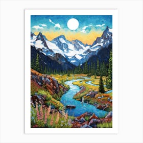 North Cascades National Park Retro Pop Art 13 Art Print