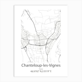 Chanteloup Les Vignes,France Minimalist Map Art Print