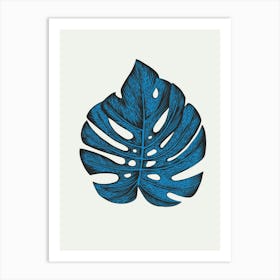 Blue Botanical Leaf Print 3 Art Print