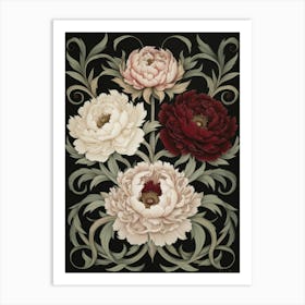 Peonies William Morris Style 14 Art Print