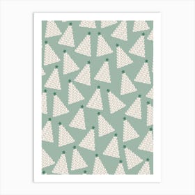 Christmas Tree Pattern Sage Green Art Print