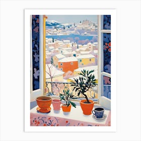 The Windowsill Of Dubrovnik   Croatia Snow Inspired By Matisse 1 Art Print