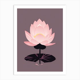 A Pink Lotus In Minimalist Style Vertical Composition 20 Art Print