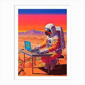 An Astronaut Djing In The Desert 2 Art Print