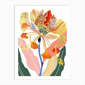 Colourful Flower Illustration Peacock Flower 3 Art Print