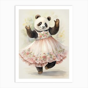 Panda Art Dancing Watercolour 3 Art Print