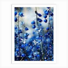 Blue Flowers In The Rain Art Print