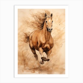 A Horse Painting In The Style Of Dry Brushing 1 Art Print
