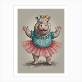 Hippo In Tutu Art Print