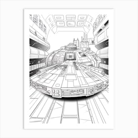 The Millennium Falcon (Star Wars) Fantasy Inspired Line Art 1 Art Print