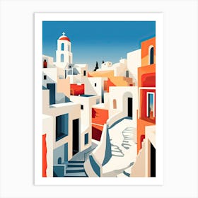 Santorini, Greece, Bold Outlines 3 Art Print