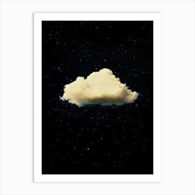 Cloud Wall Art Painting Night Sky With Stars Print Art Print