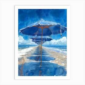 Umbrellas On The Beach 3 Art Print