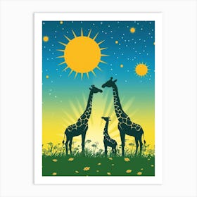 Family Of Giraffes Art Print