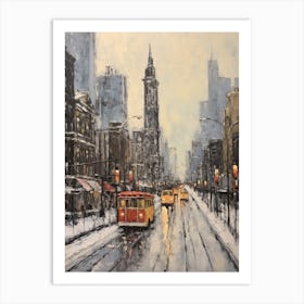 Vintage Winter Painting Chicago Usa 1 Art Print