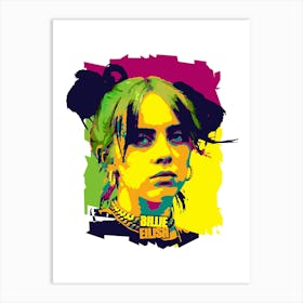 Billie Eilish in Colorful Pop Art Portrait Poster