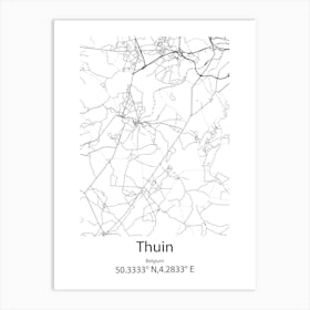 Thuin,Belgium Minimalist Map Art Print