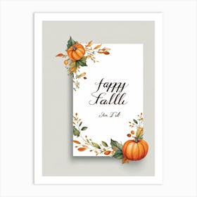 Calligraphic Font Featuring The Word Happy Fall In A Horizontal Layout Emulating An Artists Hand (7) Art Print