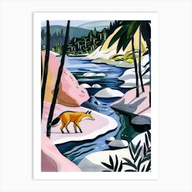 Fox By The River Art Print