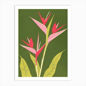 Pink & Green Heliconia 1 Art Print