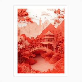 Beautiful Landscape Paper Craft Style 9 Art Print