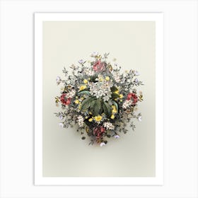 Vintage Shipova Flower Wreath on Ivory White n.0452 Art Print