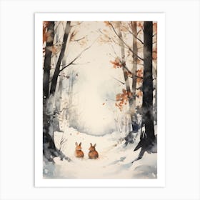 Winter Watercolour Rabbit 2 Art Print