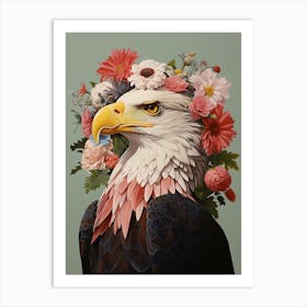 Bird With A Flower Crown Bald Eagle Art Print