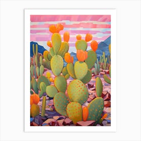 Cactus In The Desert Painting Opuntia Fragilis Art Print