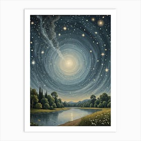 Lake Starry Sky Art Print